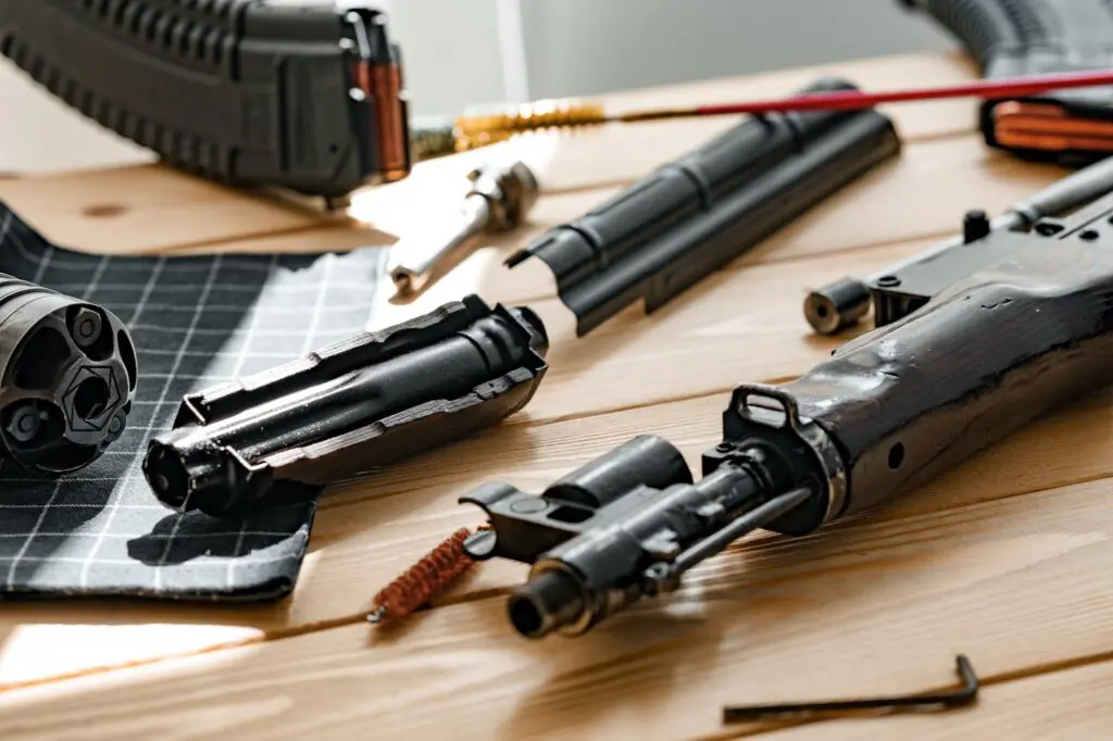 Gunsmith's working table for gun cleaning and maintaining